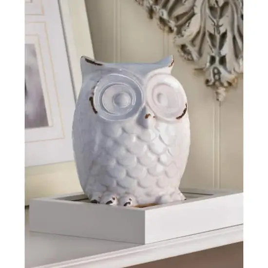 6.5" Distressed White Owl Figurine {3}