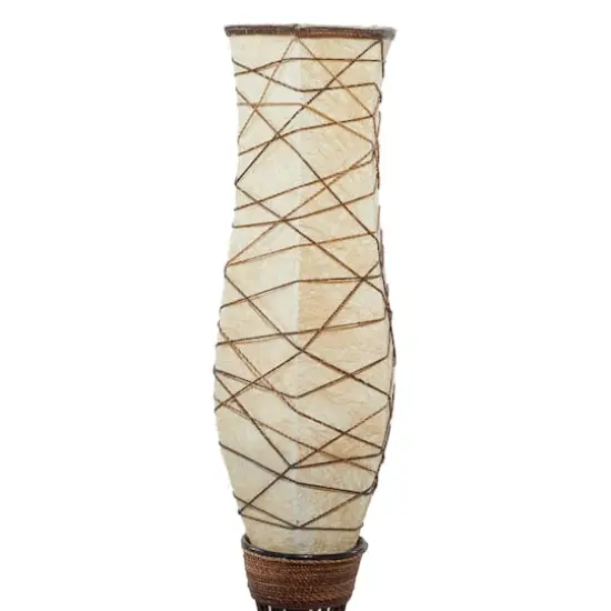Brown Bamboo and Iron Traditional Floor Lamp, 59" x 10" x 10" {5}
