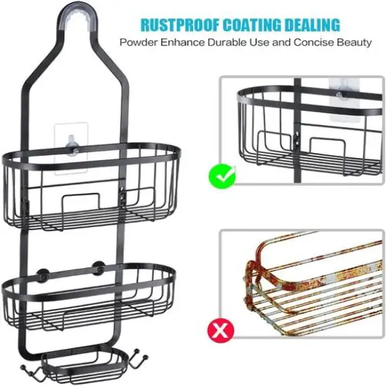 NEX&trade; 24.8" Black Over the Shower Caddy {4}