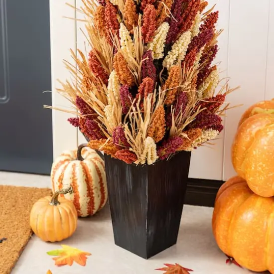 Glitzhome&reg; 38" Fall Multi-Colored Sorghum Porch Tree {5}