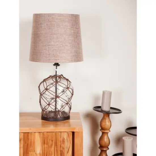 29" Brown Glass & Iron Coastal Table Lamp {10}
