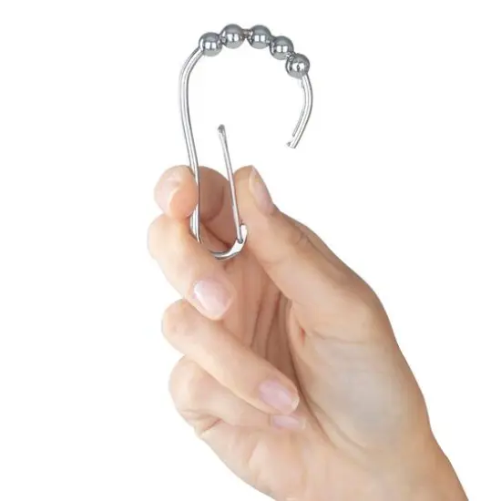 Bath Bliss Chrome 12 Piece Carabiner Shower Curtain Roller Rings {3}