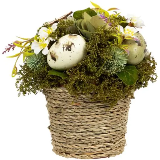 7" Wooden Mixed Floral & Easter Egg Artificial Arrangement {7}