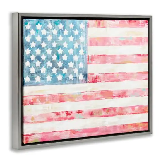 Stupell Industries Patriotic Brushed Flag Floater Framed Art Gray {4}
