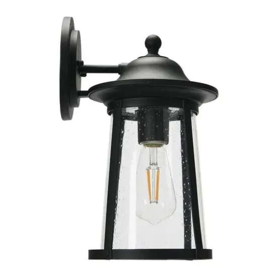 Hello Honey&reg; Robert Stevenson Lighting Portside Matte Black Metal & Seedy Glass Outdoor Light {6}