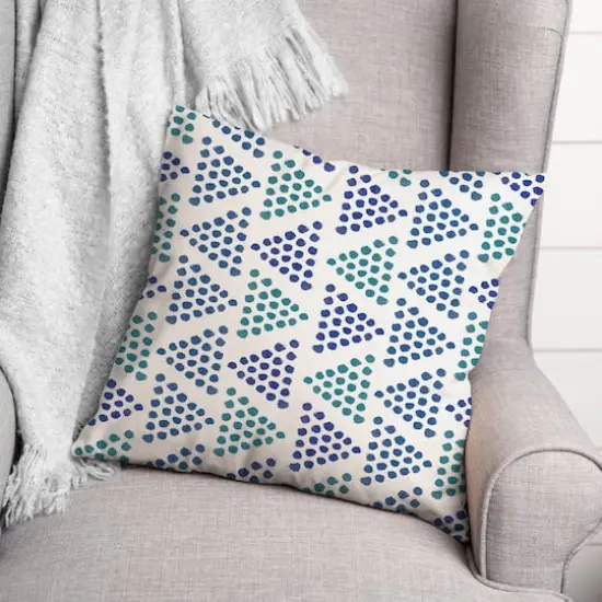 Triangles Throw Pillow Blue {3}