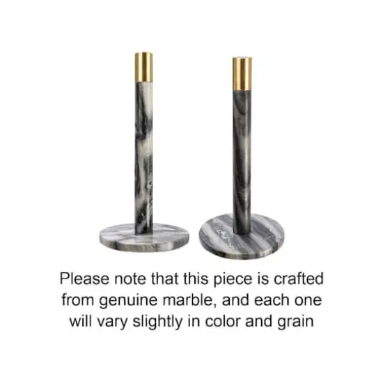 Hello Honey&reg; 12" Modern Marble with Brass Detail Paper Towel Holder Gray {10}