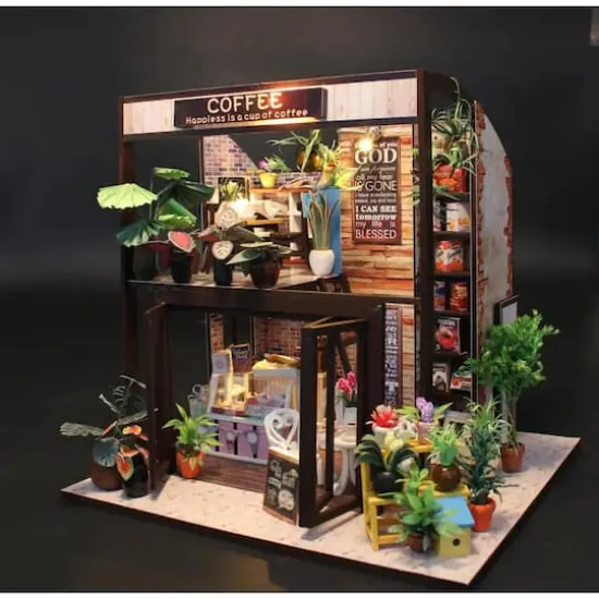 Wizardi Coffee House Miniature Dollhouse Roombox Kit {4}