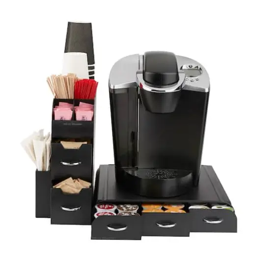 Mind Reader Black 2-Piece Single Serve Coffee Pod Drawer and Condiment Organizer Caddy Station {11}