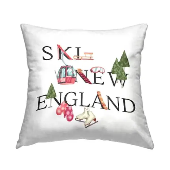 Stupell Industries New England Ski Slopes Winter Seasonal Sports Throw Pillow, 18" x 18" {1}