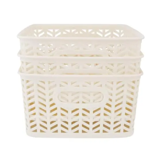Simplify Small&nbsp;Herringbone Storage Basket, 3ct. Ivory {8}