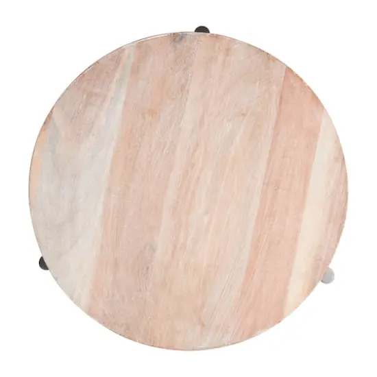 13" Cream Mango Wood Tray with Black Metal Leg {3}