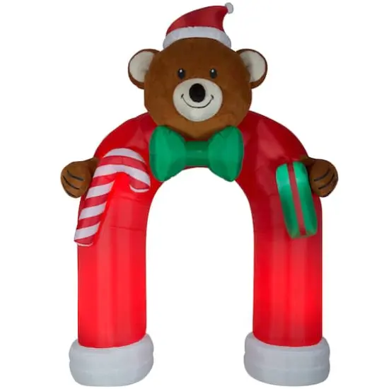10.5ft. Airblown&reg; Inflatable Christmas Animated Archway Bowtie Wiggling Teddy Bear {1}