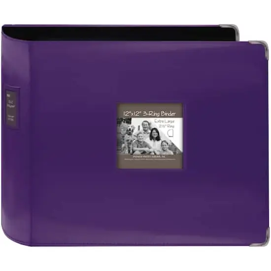 Pioneer® Extra Large 3-Ring Sewn Leatherette Album, 12" x 12" Bright Purple {1}