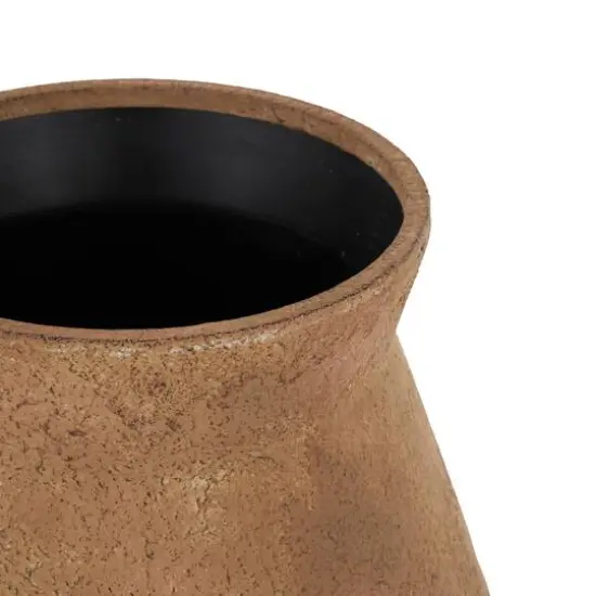 20" Brown Wide Metal Vase with Black Stand {7}