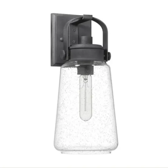 Hello Honey® Gage Distressed Zinc Industrial Tapered Seedy Glass & Metal Wall Mounted Outdoor Light {7}