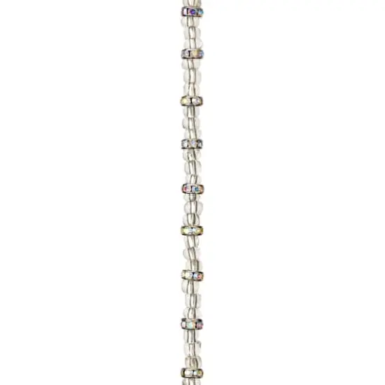 Rhodium with Aurora Borealis Rhinestone Rondelle Beads, 5mm by Bead Landing&trade; {1}