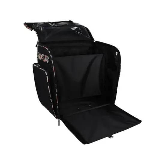 Everything Mary Black Floral Deluxe Collapsible Rolling Craft Bag {6}