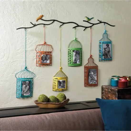 6 Opening Multicolor Birdcage Wall Frame {3}