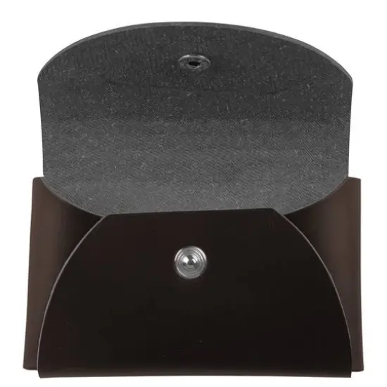 JAM Paper Italian Leather Business Card Holder Case with Round Flap Dark Brown {4}