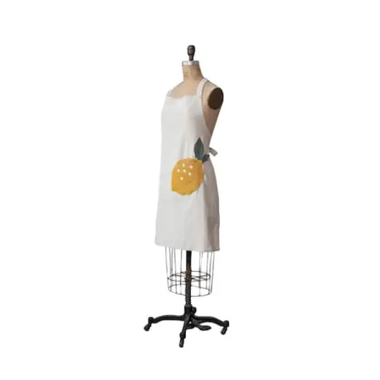 Hello Honey&reg; Embroidered Cotton & Linen Apron with Lemon Pocket {1}