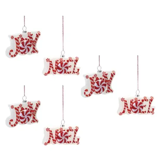 Peppermint Joy & Noel Glass Ornament Set {1}