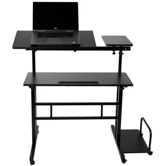 Mind Reader Black Mobile Sitting or Standing Desk {8}