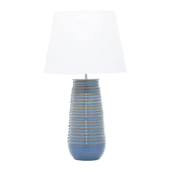Blue Ceramic Rustic Table Lamp, 28" x 15" x 15" {1}