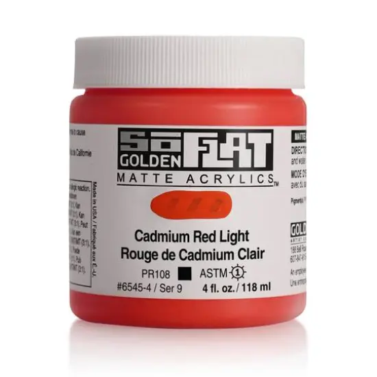 Golden® SoFlat Matte Acrylic Paint, 4oz. Cadmium Red Light {1}