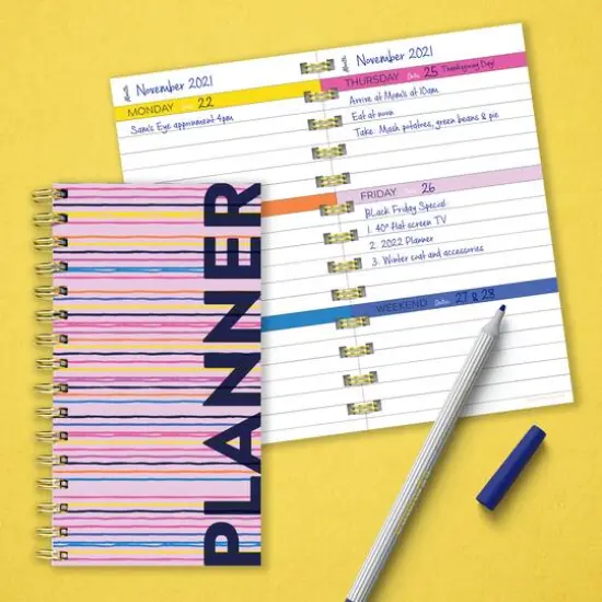 TF Publishing Pocket Pink Stripe Undated Weekly Spiral Planner {8}