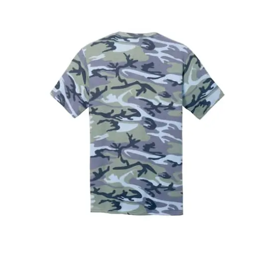 Port & Company® Men's Core Cotton Camo T-Shirt Woodland Blue Camo {5}