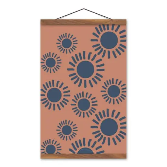 Circle Burst Clay 12" x 18" Teak Hanging Canvas {1}
