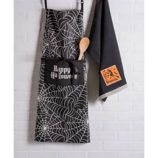 Happy Halloween Spider Web Chef Apron {3}