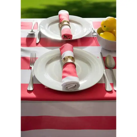 Coral Cabana Stripe Outdoor Tablecloth 60" Round {5}