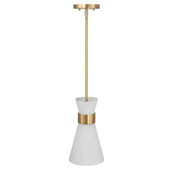 Hello Honey® Kit White & Gold Modern Minimalist Tapered Opal Glass & Metal Ceiling Light {9}