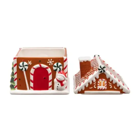 9.5" Ceramic LED Lit Gingerbread House Cookie Jar {5}