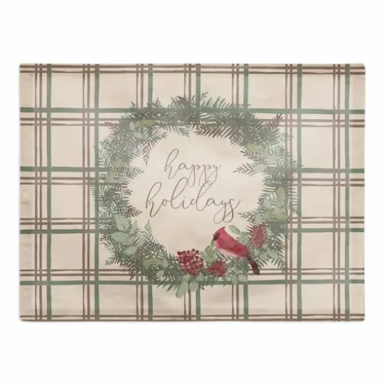 Happy Holidays Plaid Cotton Twill Placemat {1}