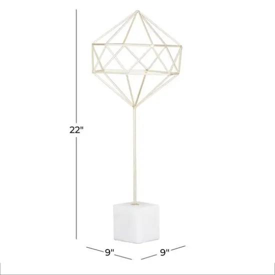 CosmoLiving by Cosmopolitan Gold Marble Contemporary Sculpture, 22" x 9" x 9" {7}