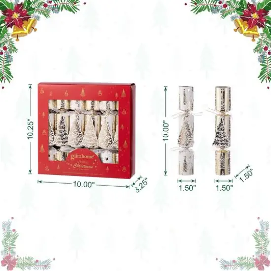 Glitzhome® 12PK 1.5"D x 10"H Christmas Tree Party Crackers with Gift Contents {9}