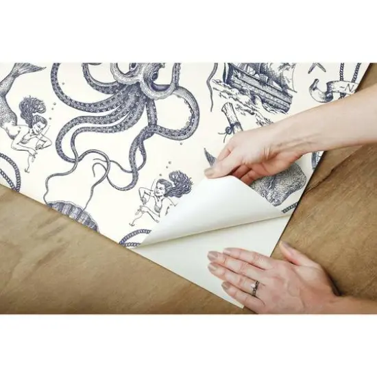 RoomMates Deep Sea Toile Peel & Stick Wallpaper Blue and White {11}