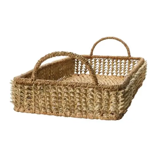 2.5ft. Natural Hand-Woven Buri Palm Tray with Handles {5}