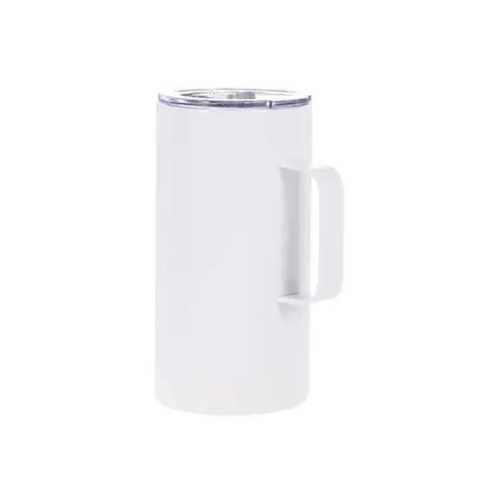 Craft Express 20oz. White Stainless Steel Mug with Handle and Slide Lid, 4ct. {3}