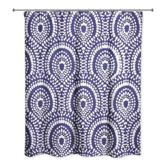 Fan Pattern Shower Curtain Navy {3}