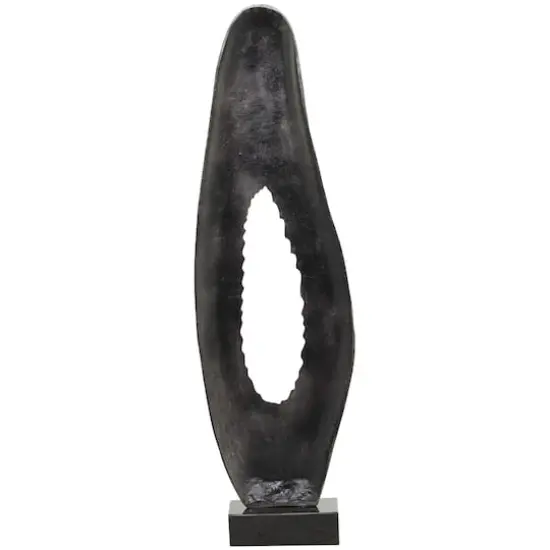 49.5" Abstract Aluminum & Marble Teardrop Sculpture Black {5}