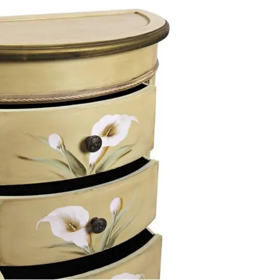 4-Drawer Antique Accessory Table with Calla Lily Floral Art {12}