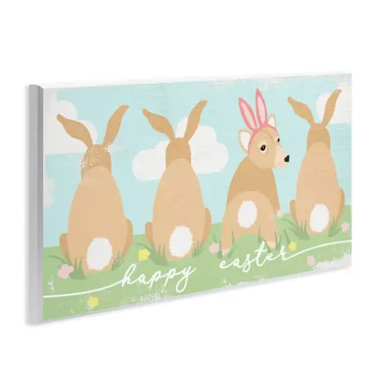 Stupell Industries Happy Easter Sentiment Bunny Tails Funny Corgi Dog Wall Plaque Art {4}