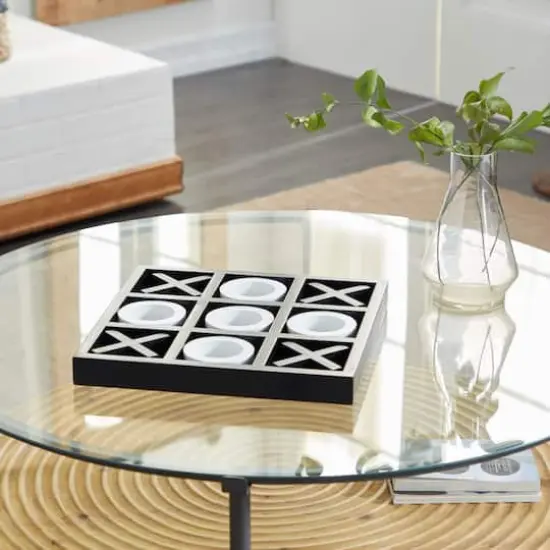 Black & White Wood Tic-Tac-Toe Game Set {9}