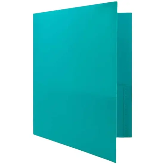 JAM Paper 9.5" x 11" Plastic 2 Pocket School POP Folders with Clasps, 6ct. Teal Blue {6}