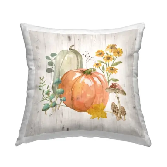 Stupell Industries Festive Pumpkins with Florals Decorative Printed Throw Pillow {1}