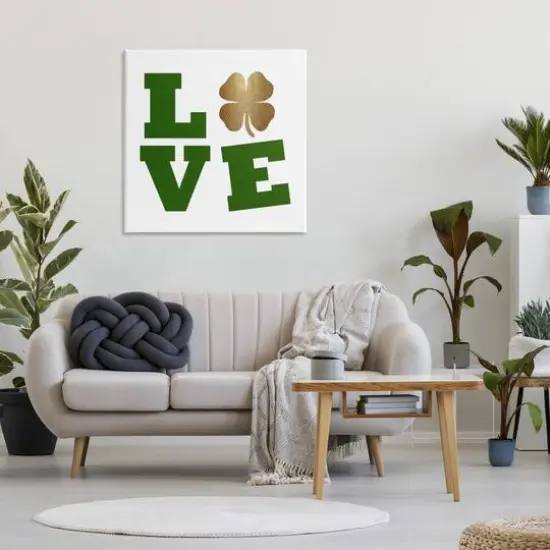 Stupell Industries St Patrick's Day Clover Love Canvas Wall Art {3}